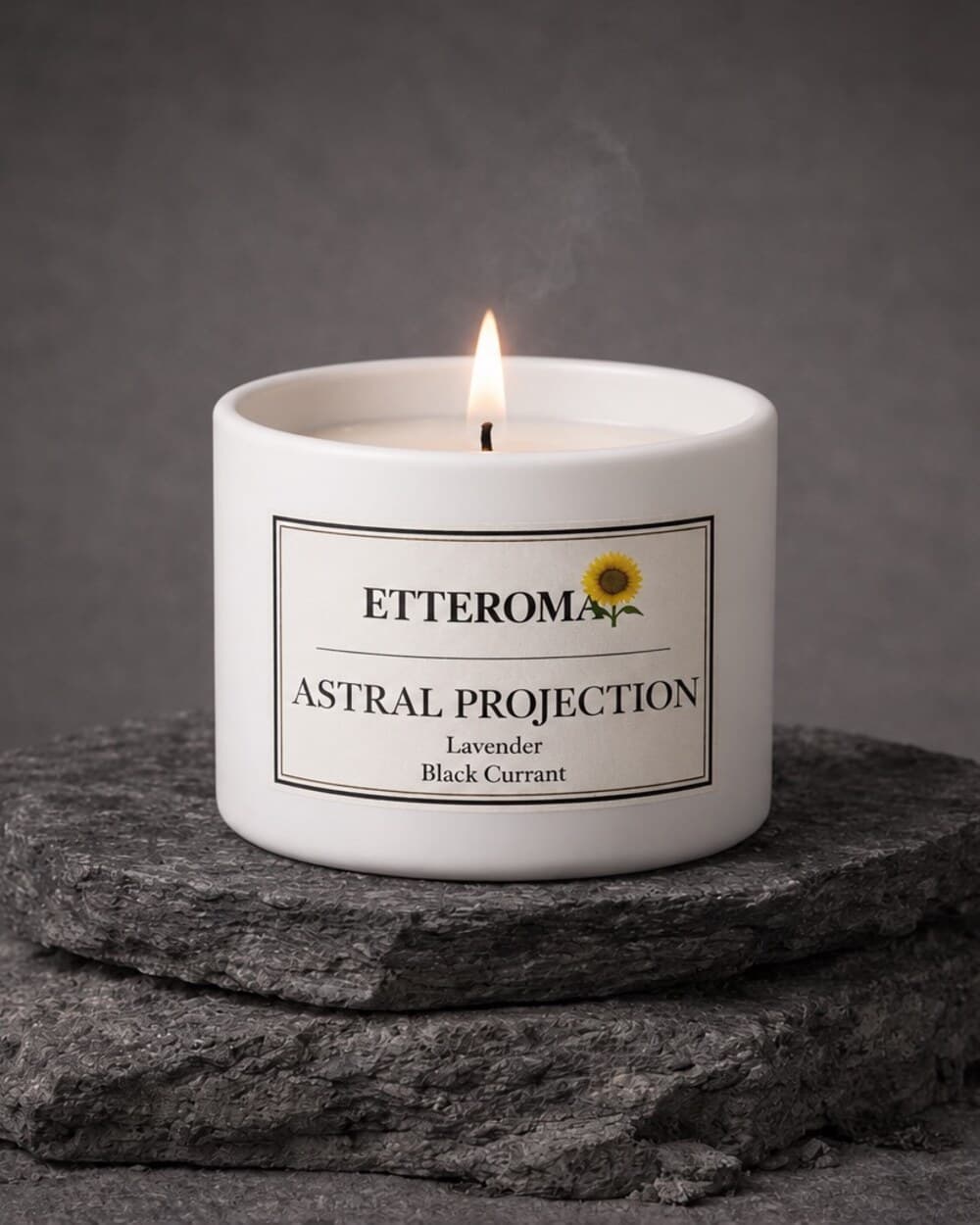 The Astral Projection candle on stacked slate